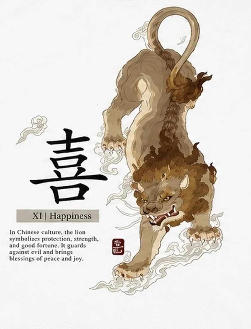 เสื้อยืดลายสิงห์ Lion สีขาว — ภาพรายละเอียดงานพิมพ์